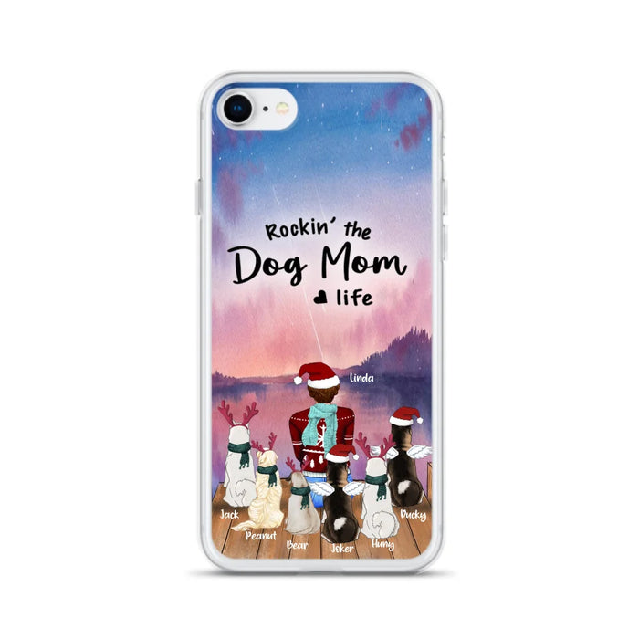 Personalized Christmas Pet Mom/Dad Phone Case - Up to 6 Pets - Rock'in The Dog Mom Life