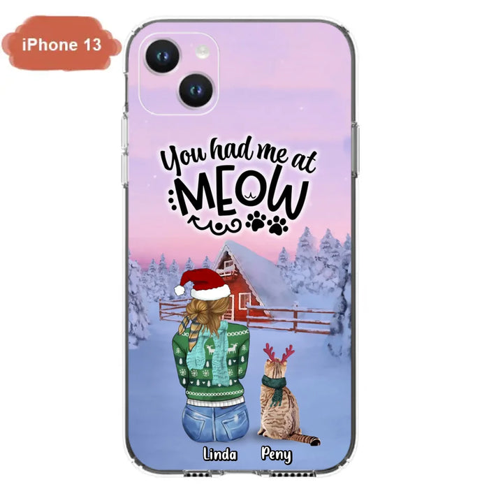 Custom Personalized Christmas Cat Mom Phone Case - Upto 5 Cats - Christmas Gift Idea For Cat Lover - You Had Me At Meow - Case For iPhone And Samsung