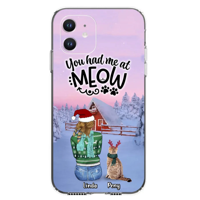 Custom Personalized Christmas Cat Mom Phone Case - Upto 5 Cats - Christmas Gift Idea For Cat Lover - You Had Me At Meow - Case For iPhone And Samsung