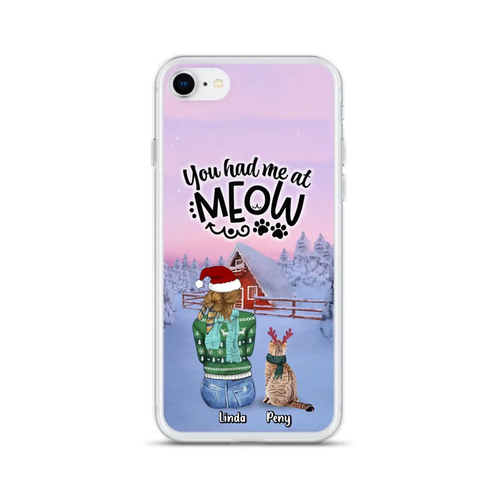 Custom Personalized Christmas Cat Mom Phone Case - Upto 5 Cats - Christmas Gift Idea For Cat Lover - You Had Me At Meow - Case For iPhone And Samsung