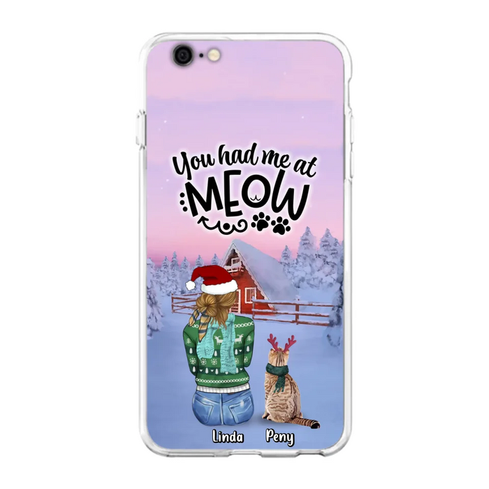 Custom Personalized Christmas Cat Mom Phone Case - Upto 5 Cats - Christmas Gift Idea For Cat Lover - You Had Me At Meow - Case For iPhone And Samsung