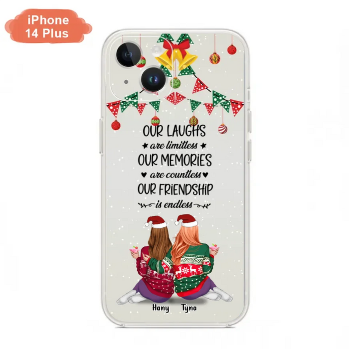 Custom Personalized Christmas Friends Phone Case - Gift Idea For Best Friends With Up To 5 Girls - Our Laughs Are Limitless - Cases For iPhone And Samsung