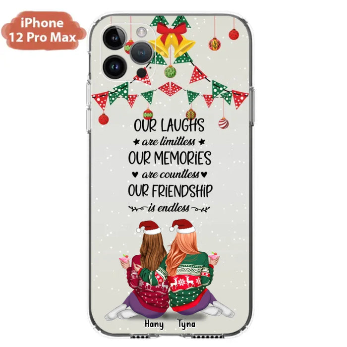 Custom Personalized Christmas Friends Phone Case - Gift Idea For Best Friends With Up To 5 Girls - Our Laughs Are Limitless - Cases For iPhone And Samsung