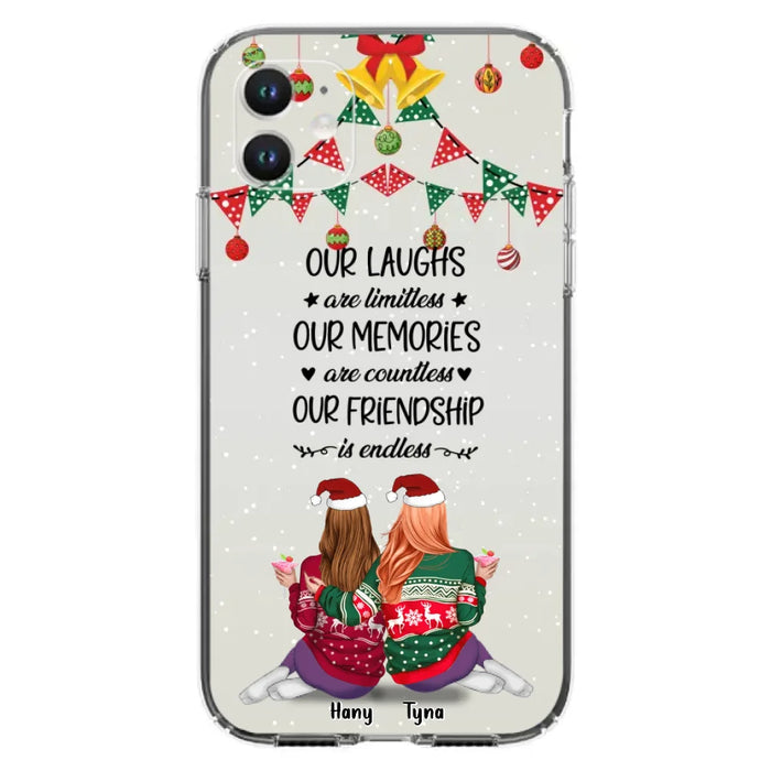 Custom Personalized Christmas Friends Phone Case - Gift Idea For Best Friends With Up To 5 Girls - Our Laughs Are Limitless - Cases For iPhone And Samsung