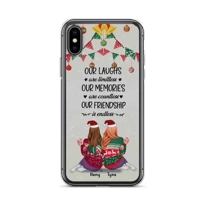 Custom Personalized Christmas Friends Phone Case - Gift Idea For Best Friends With Up To 5 Girls - Our Laughs Are Limitless - Cases For iPhone And Samsung