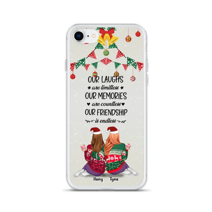 Custom Personalized Christmas Friends Phone Case - Gift Idea For Best Friends With Up To 5 Girls - Our Laughs Are Limitless - Cases For iPhone And Samsung