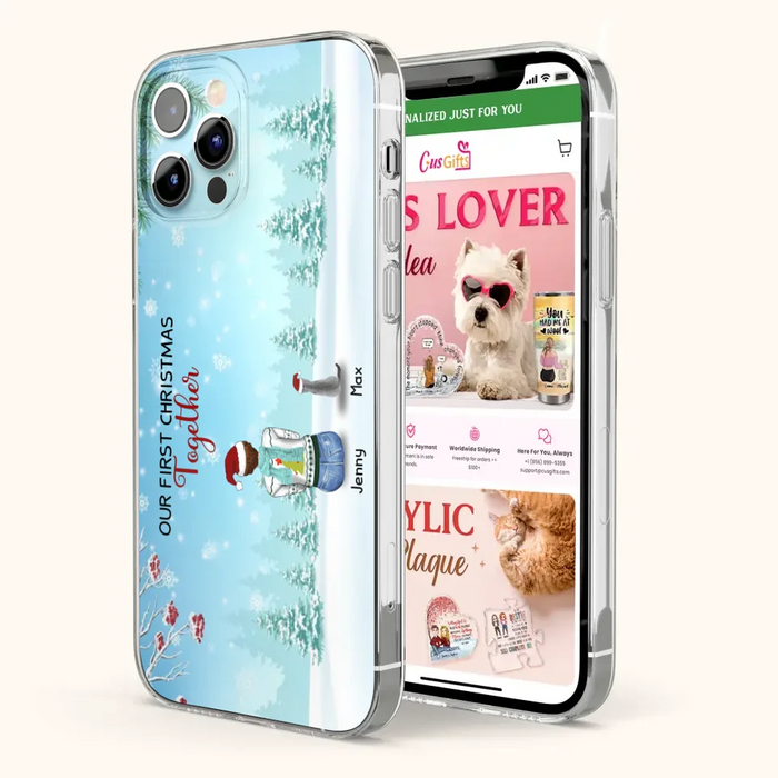 Custom Personalized Christmas Family Phone Case - Best Gift Idea For Christmas/Family With Up To 3 Kids & 3 Pets - Our First Christmas Together - Cases For iPhone & Samsung