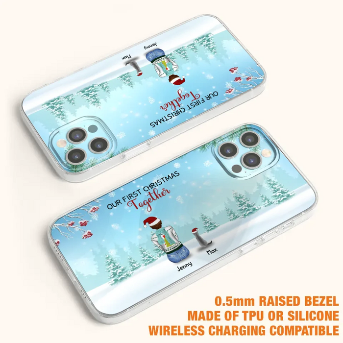 Custom Personalized Christmas Family Phone Case - Best Gift Idea For Christmas/Family With Up To 3 Kids & 3 Pets - Our First Christmas Together - Cases For iPhone & Samsung