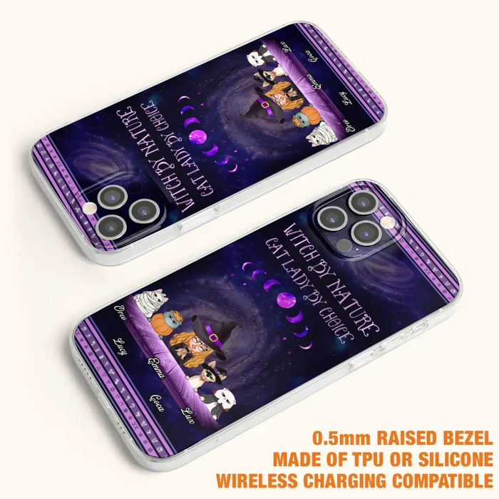 Custom Personalized Witch Phone Case for iPhone/ Samsung - Gift Idea For Halloween/ Pet Lovers with up to 4 Pets - Witch By Nature, Cat Lady By Choice