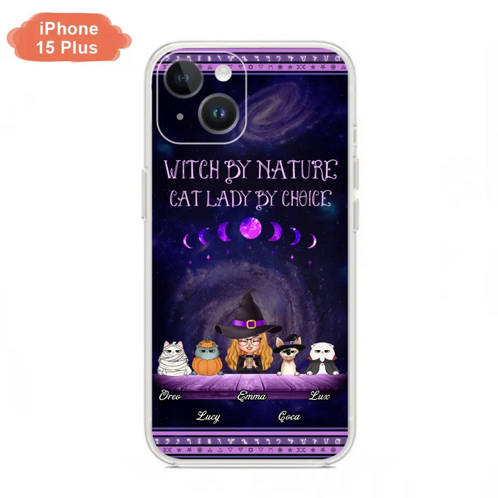 Custom Personalized Witch Phone Case for iPhone/ Samsung - Gift Idea For Halloween/ Pet Lovers with up to 4 Pets - Witch By Nature, Cat Lady By Choice