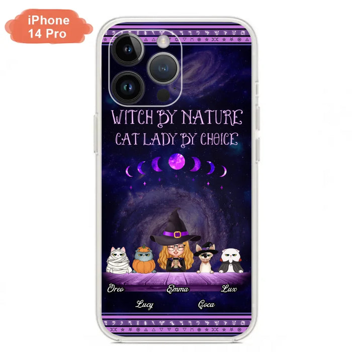 Custom Personalized Witch Phone Case for iPhone/ Samsung - Gift Idea For Halloween/ Pet Lovers with up to 4 Pets - Witch By Nature, Cat Lady By Choice