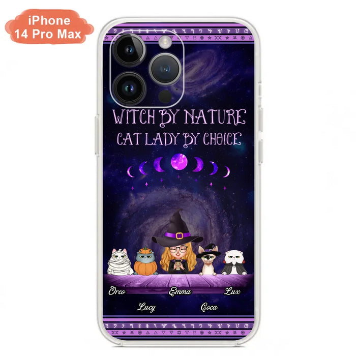 Custom Personalized Witch Phone Case for iPhone/ Samsung - Gift Idea For Halloween/ Pet Lovers with up to 4 Pets - Witch By Nature, Cat Lady By Choice