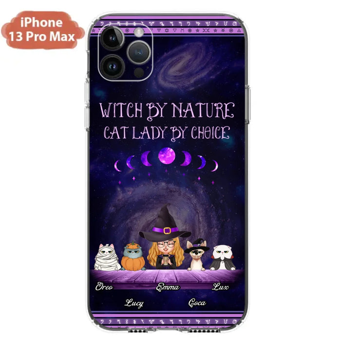 Custom Personalized Witch Phone Case for iPhone/ Samsung - Gift Idea For Halloween/ Pet Lovers with up to 4 Pets - Witch By Nature, Cat Lady By Choice