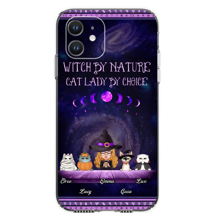 Custom Personalized Witch Phone Case for iPhone/ Samsung - Gift Idea For Halloween/ Pet Lovers with up to 4 Pets - Witch By Nature, Cat Lady By Choice