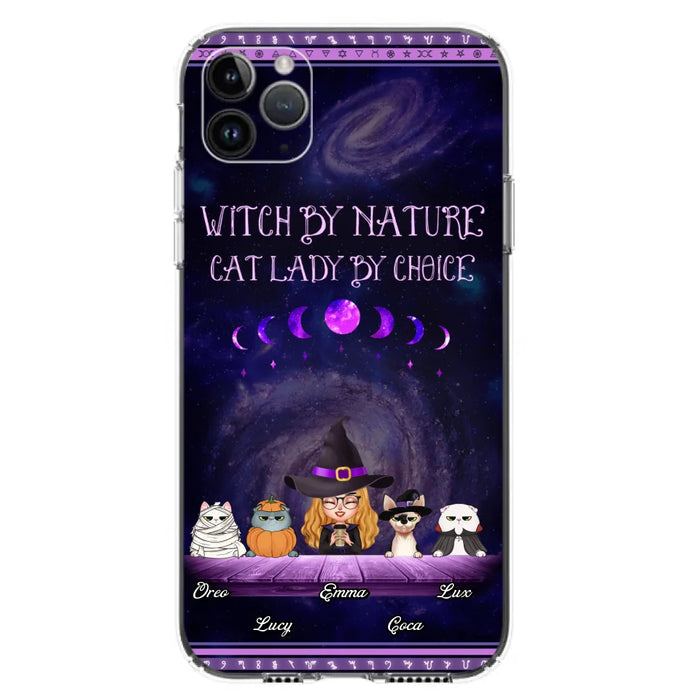 Custom Personalized Witch Phone Case for iPhone/ Samsung - Gift Idea For Halloween/ Pet Lovers with up to 4 Pets - Witch By Nature, Cat Lady By Choice