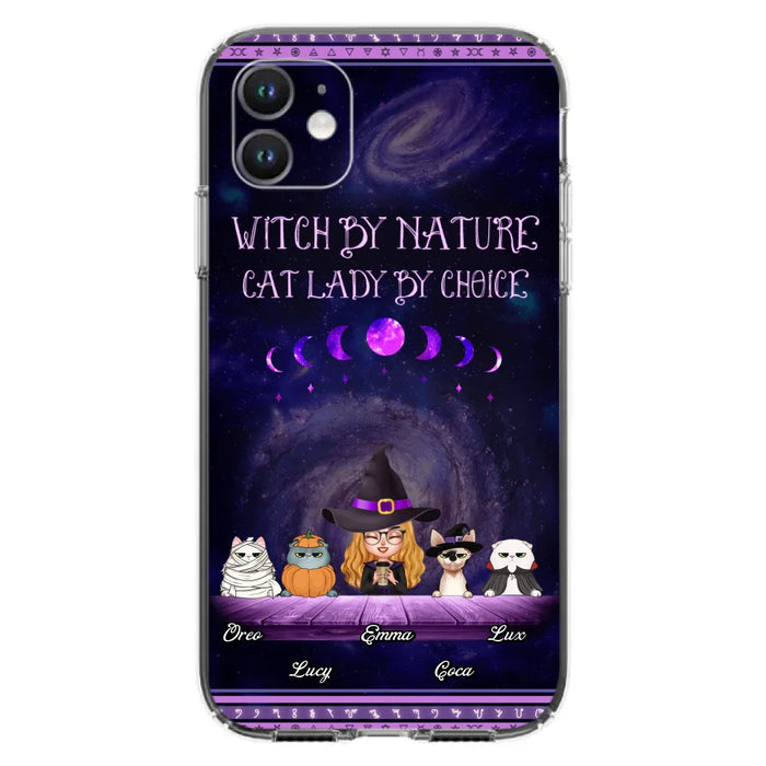 Custom Personalized Witch Phone Case for iPhone/ Samsung - Gift Idea For Halloween/ Pet Lovers with up to 4 Pets - Witch By Nature, Cat Lady By Choice