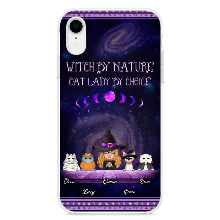 Custom Personalized Witch Phone Case for iPhone/ Samsung - Gift Idea For Halloween/ Pet Lovers with up to 4 Pets - Witch By Nature, Cat Lady By Choice