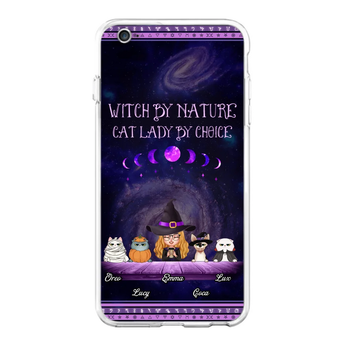 Custom Personalized Witch Phone Case for iPhone/ Samsung - Gift Idea For Halloween/ Pet Lovers with up to 4 Pets - Witch By Nature, Cat Lady By Choice