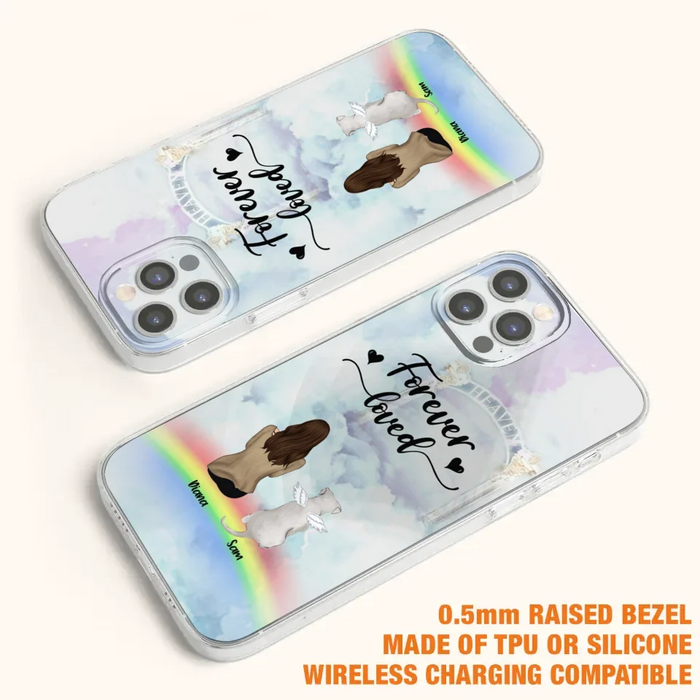 Custom Personalized Memorial Pets Phone Case - Man/Woman With Upto 4 Pets - Memorial Gift For Dog Lovers/Cat Lovers - Forever Loved - For iPhone And Samsung Phone Case - AXSIO5