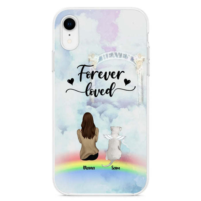 Custom Personalized Memorial Pets Phone Case - Man/Woman With Upto 4 Pets - Memorial Gift For Dog Lovers/Cat Lovers - Forever Loved - For iPhone And Samsung Phone Case - AXSIO5