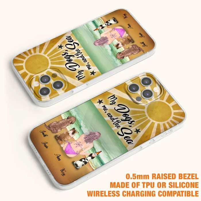 Custom Personalized Dog Mom Phone Case - Gifts For Dog Lovers With Upto 3 Dogs - My Dogs,Me And The Sea