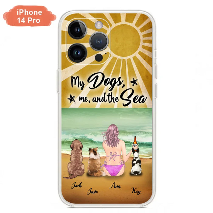 Custom Personalized Dog Mom Phone Case - Gifts For Dog Lovers With Upto 3 Dogs - My Dogs,Me And The Sea