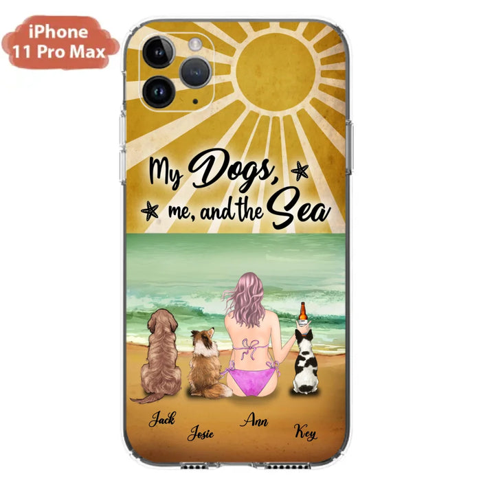 Custom Personalized Dog Mom Phone Case - Gifts For Dog Lovers With Upto 3 Dogs - My Dogs,Me And The Sea