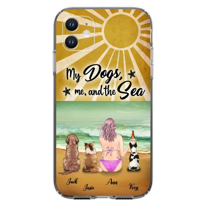 Custom Personalized Dog Mom Phone Case - Gifts For Dog Lovers With Upto 3 Dogs - My Dogs,Me And The Sea