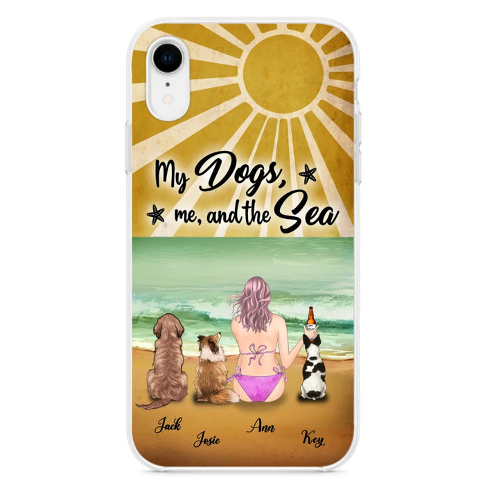 Custom Personalized Dog Mom Phone Case - Gifts For Dog Lovers With Upto 3 Dogs - My Dogs,Me And The Sea