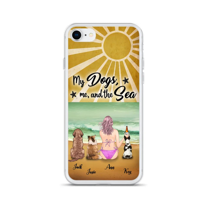 Custom Personalized Dog Mom Phone Case - Gifts For Dog Lovers With Upto 3 Dogs - My Dogs,Me And The Sea