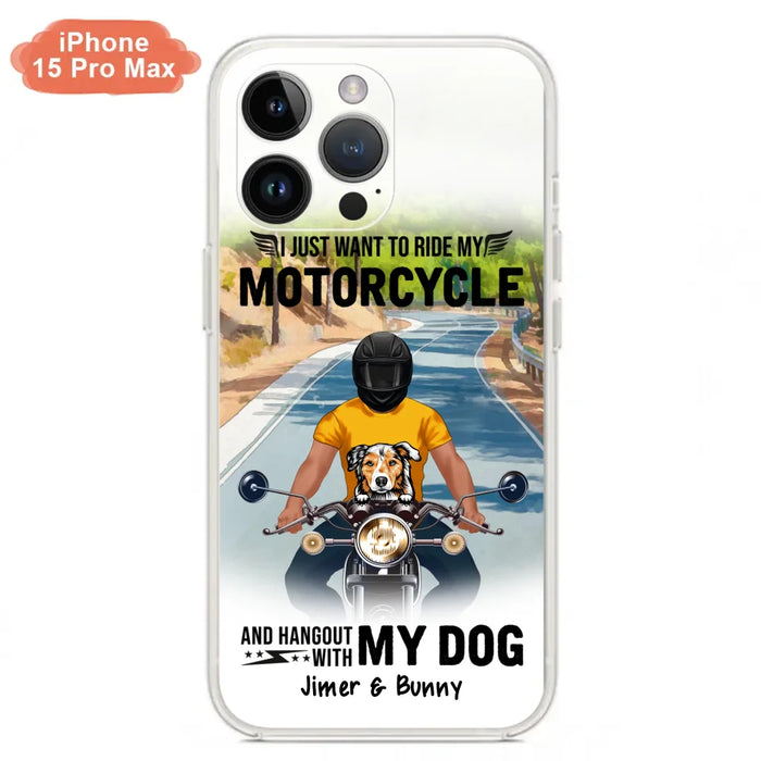 Custom Personalized Dog With Biker Phone Case - Upto 3 Dogs - Gifts For Dog Lover - Hangout With My Dog - Phone Case For iPhone And Samsung