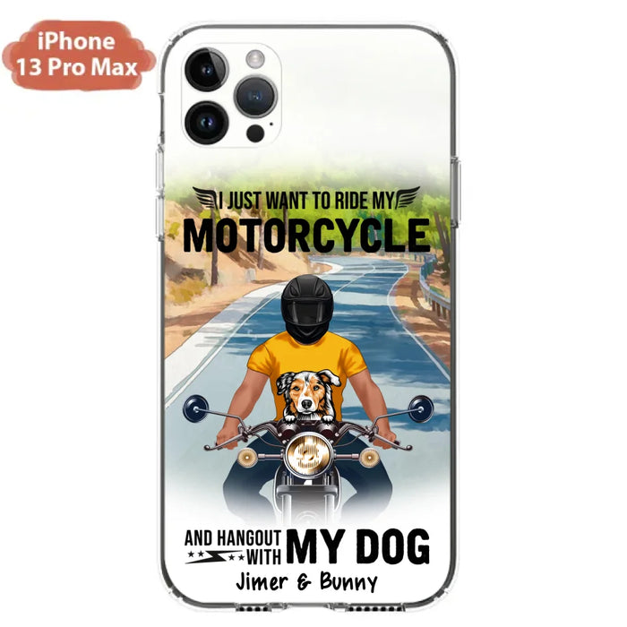 Custom Personalized Dog With Biker Phone Case - Upto 3 Dogs - Gifts For Dog Lover - Hangout With My Dog - Phone Case For iPhone And Samsung