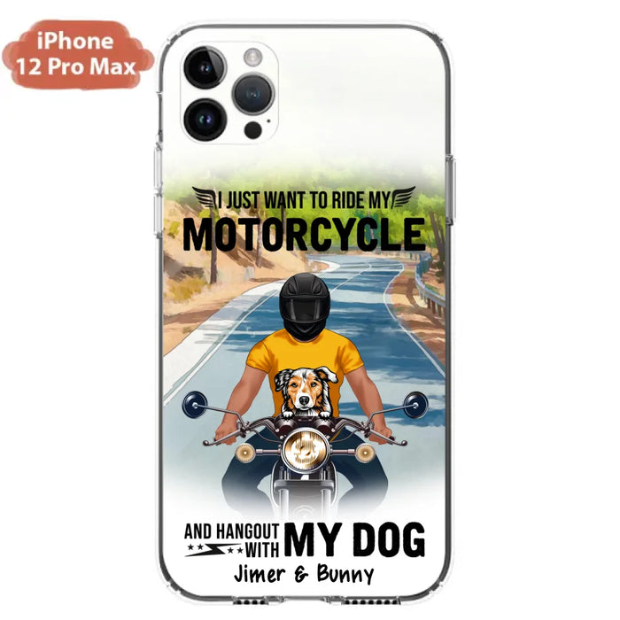 Custom Personalized Dog With Biker Phone Case - Upto 3 Dogs - Gifts For Dog Lover - Hangout With My Dog - Phone Case For iPhone And Samsung