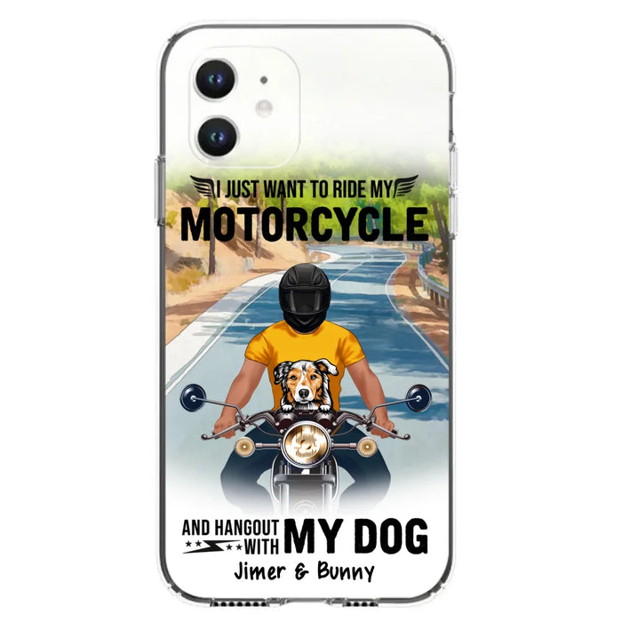 Custom Personalized Dog With Biker Phone Case - Upto 3 Dogs - Gifts For Dog Lover - Hangout With My Dog - Phone Case For iPhone And Samsung