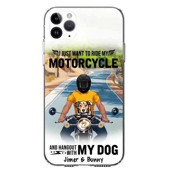 Custom Personalized Dog With Biker Phone Case - Upto 3 Dogs - Gifts For Dog Lover - Hangout With My Dog - Phone Case For iPhone And Samsung