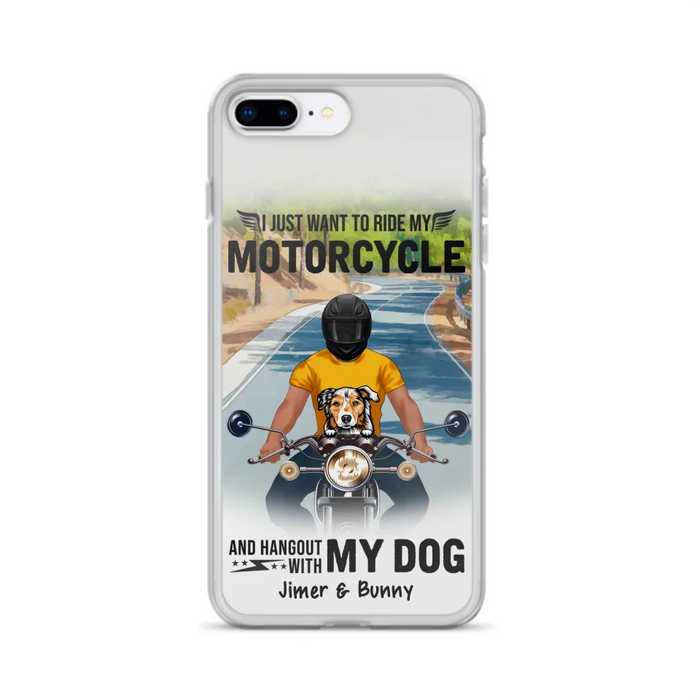 Custom Personalized Dog With Biker Phone Case - Upto 3 Dogs - Gifts For Dog Lover - Hangout With My Dog - Phone Case For iPhone And Samsung