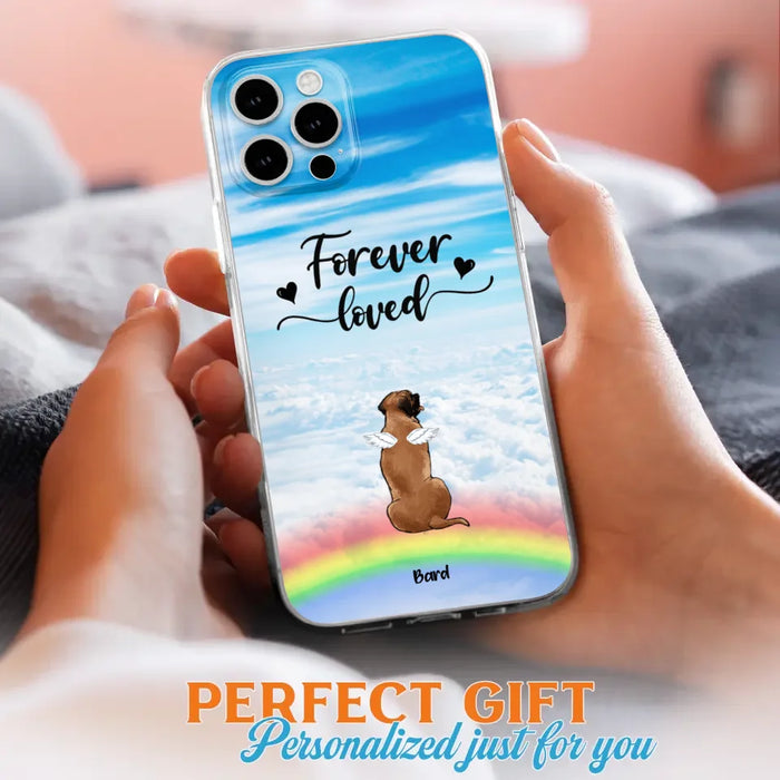 Custom Personalized Memorial Pets Phone Case - Upto 5 Pets - Memorial Gift For Dog Lovers/Cat Lovers - Forever Loved - Phone Case For iPhone And Samsung - AXSIO5