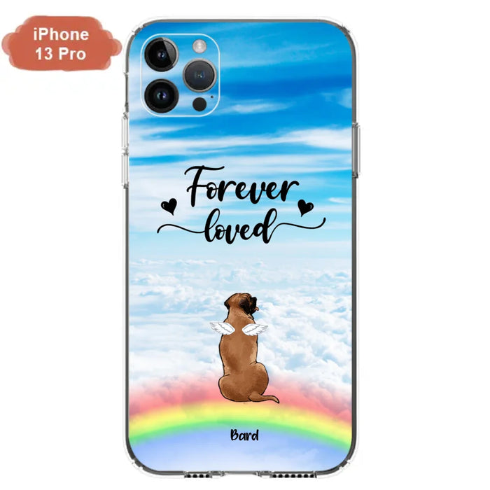 Custom Personalized Memorial Pets Phone Case - Upto 5 Pets - Memorial Gift For Dog Lovers/Cat Lovers - Forever Loved - Phone Case For iPhone And Samsung - AXSIO5