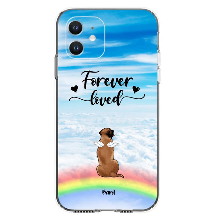 Custom Personalized Memorial Pets Phone Case - Upto 5 Pets - Memorial Gift For Dog Lovers/Cat Lovers - Forever Loved - Phone Case For iPhone And Samsung - AXSIO5