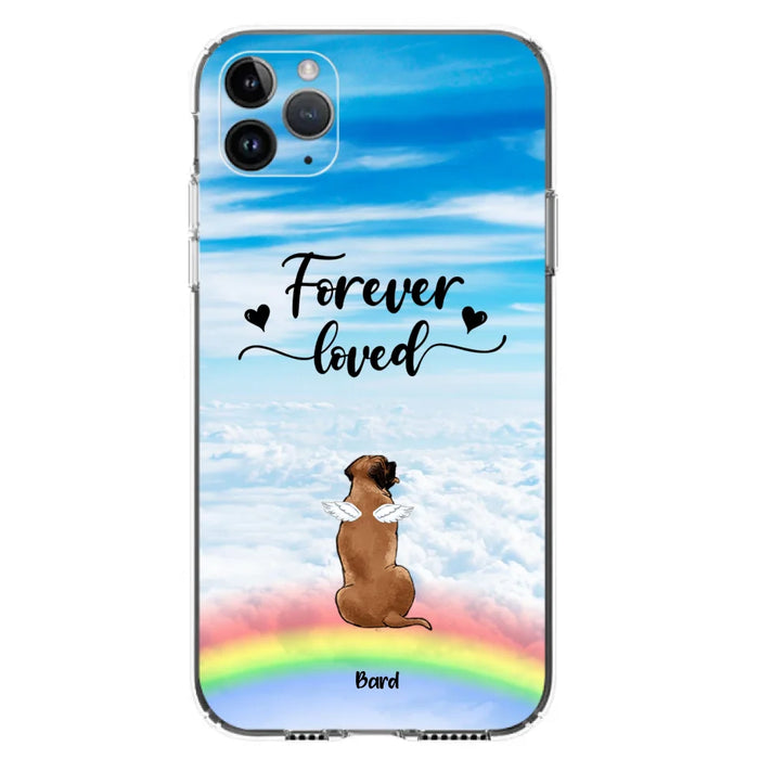 Custom Personalized Memorial Pets Phone Case - Upto 5 Pets - Memorial Gift For Dog Lovers/Cat Lovers - Forever Loved - Phone Case For iPhone And Samsung - AXSIO5