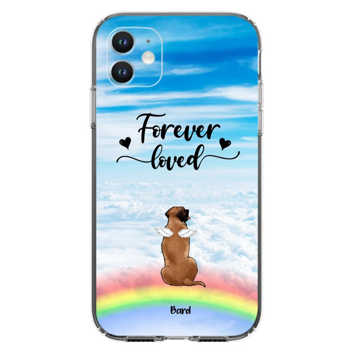 Custom Personalized Memorial Pets Phone Case - Upto 5 Pets - Memorial Gift For Dog Lovers/Cat Lovers - Forever Loved - Phone Case For iPhone And Samsung - AXSIO5