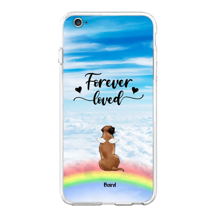 Custom Personalized Memorial Pets Phone Case - Upto 5 Pets - Memorial Gift For Dog Lovers/Cat Lovers - Forever Loved - Phone Case For iPhone And Samsung - AXSIO5