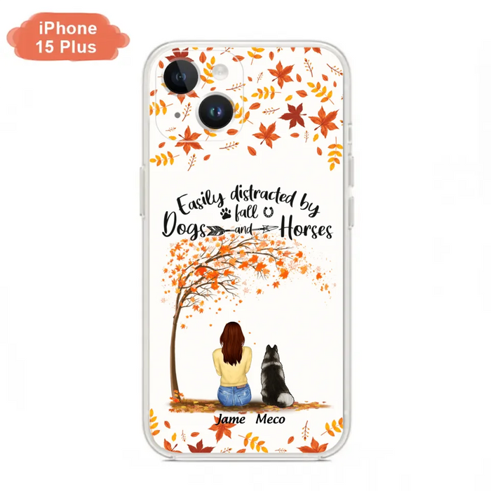 Custom Personalized Horse Dog Mom In Autumn Phone Case - Upto 3 Horses/ Dogs  - Case For iPhone And Samsung