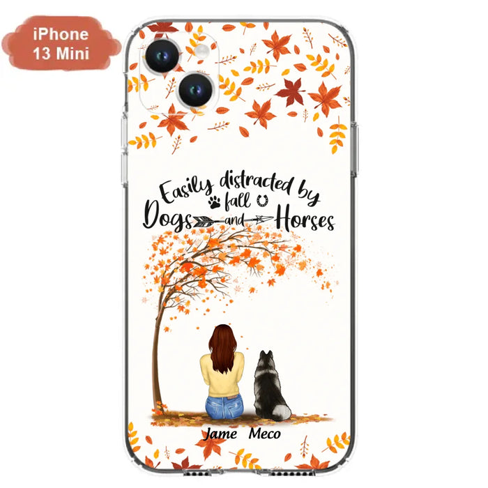 Custom Personalized Horse Dog Mom In Autumn Phone Case - Upto 3 Horses/ Dogs  - Case For iPhone And Samsung