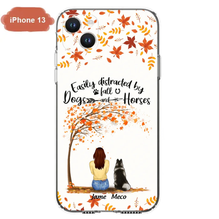 Custom Personalized Horse Dog Mom In Autumn Phone Case - Upto 3 Horses/ Dogs  - Case For iPhone And Samsung