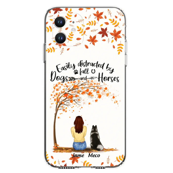 Custom Personalized Horse Dog Mom In Autumn Phone Case - Upto 3 Horses/ Dogs  - Case For iPhone And Samsung