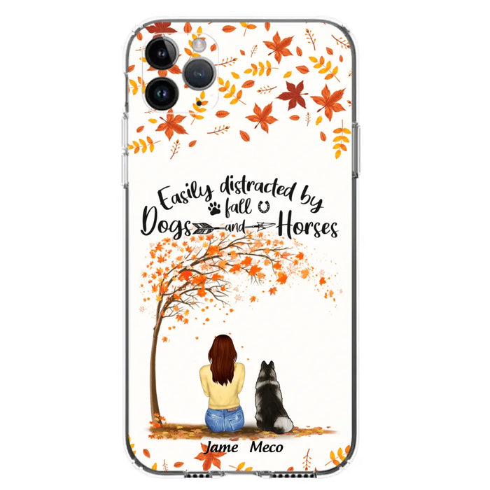 Custom Personalized Horse Dog Mom In Autumn Phone Case - Upto 3 Horses/ Dogs  - Case For iPhone And Samsung