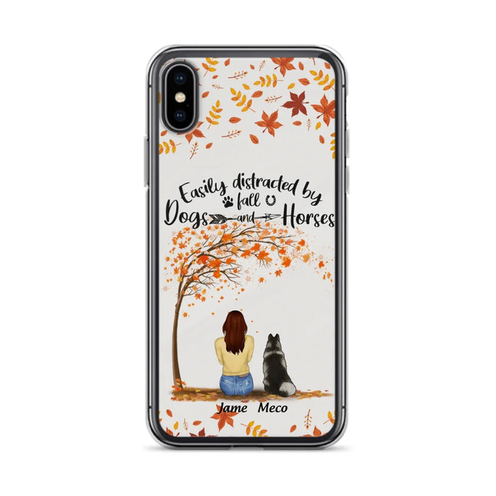 Custom Personalized Horse Dog Mom In Autumn Phone Case - Upto 3 Horses/ Dogs  - Case For iPhone And Samsung