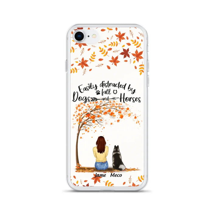 Custom Personalized Horse Dog Mom In Autumn Phone Case - Upto 3 Horses/ Dogs  - Case For iPhone And Samsung