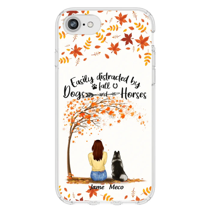 Custom Personalized Horse Dog Mom In Autumn Phone Case - Upto 3 Horses/ Dogs  - Case For iPhone And Samsung